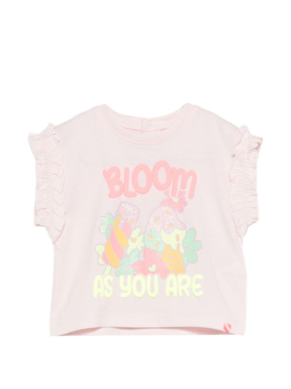 T-shirt con stampa floreale e maniche arricciate U21776 44L BILLIE BLUSH KIDS 