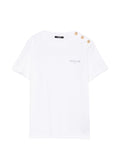T-shirt con bottoni dorati sul collo