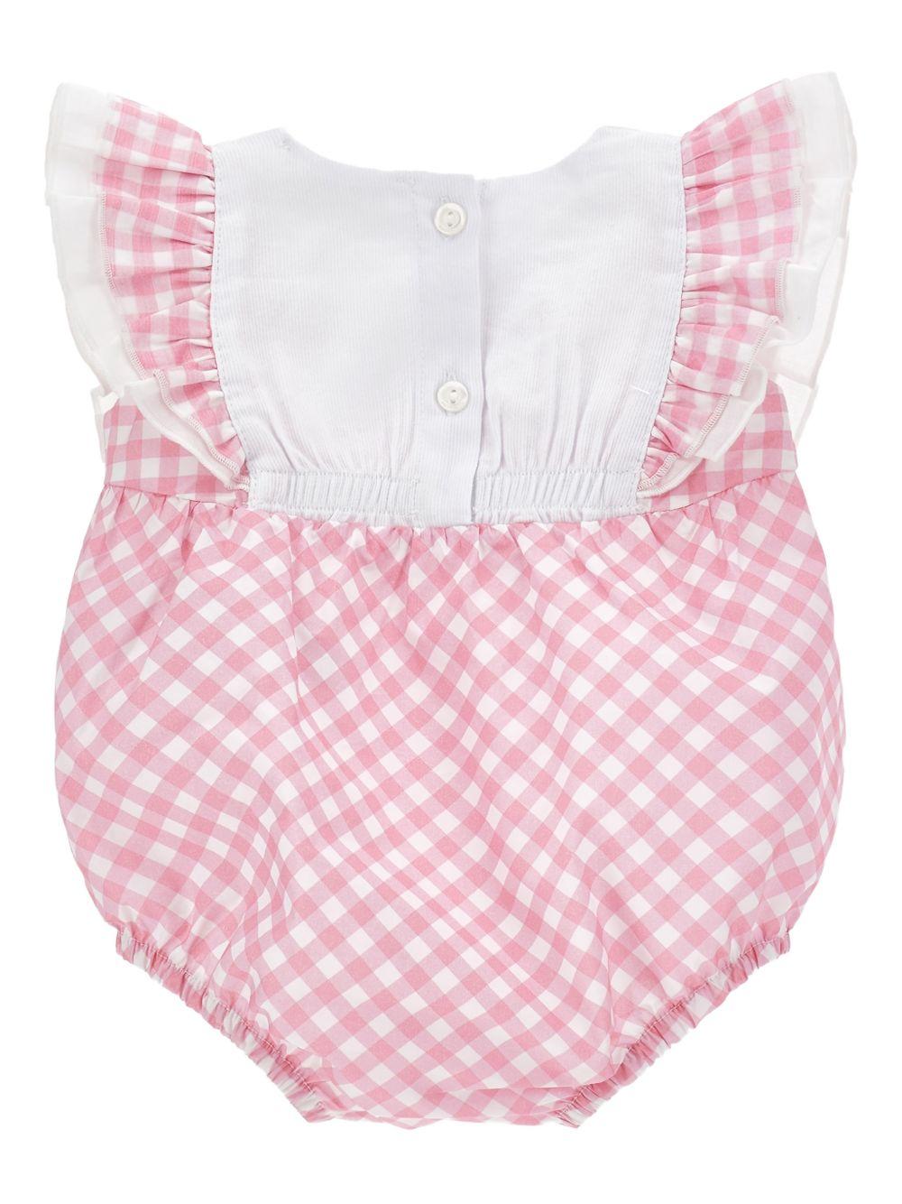 Pagliaccetto a quadretti con ricamo floreale 35G2037011 9990 MONNALISA KIDS 