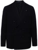Blazer doppiopetto blu costruzione bouclé lana