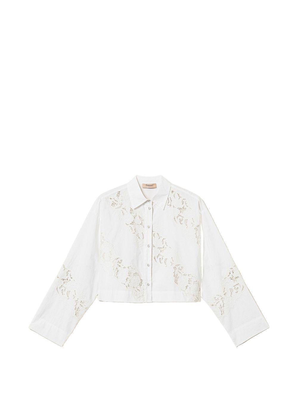 Camicia in cotone con dettagli in pizzo 261TT2031 00001 TWINSET 