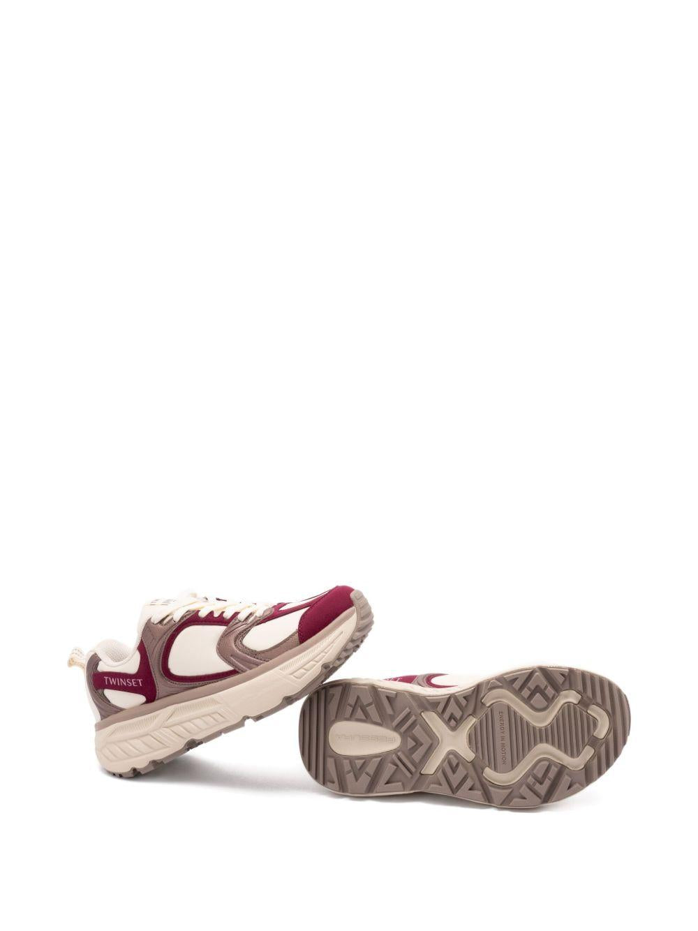 Sneakers Borgogna con Inserti Color Crema e Suola Chunky 252TCP01C 00020 TWINSET 