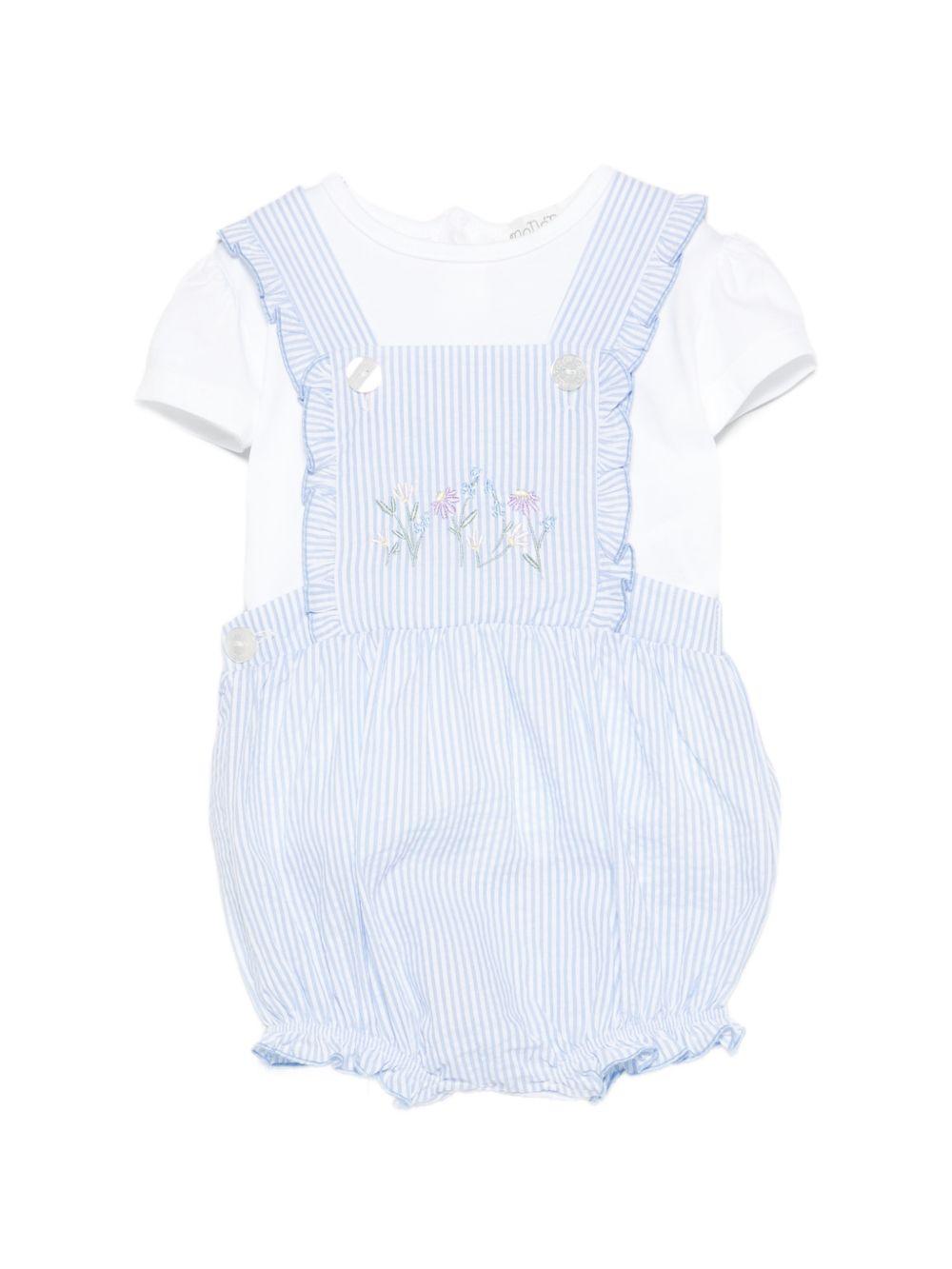 Set t-shirt e salopette a righe in cotone E26479 AZZURRO NANAN KIDS 