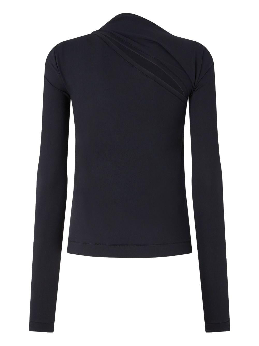 Top nero con scollo asimmetrico e dettaglio cut-out 106085A308 Z99 PINKO 