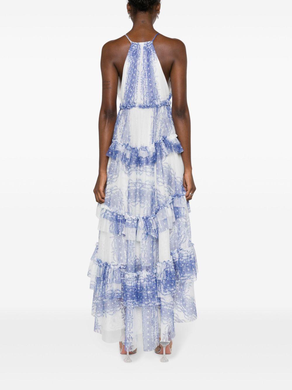Abito lungo blu in tulle