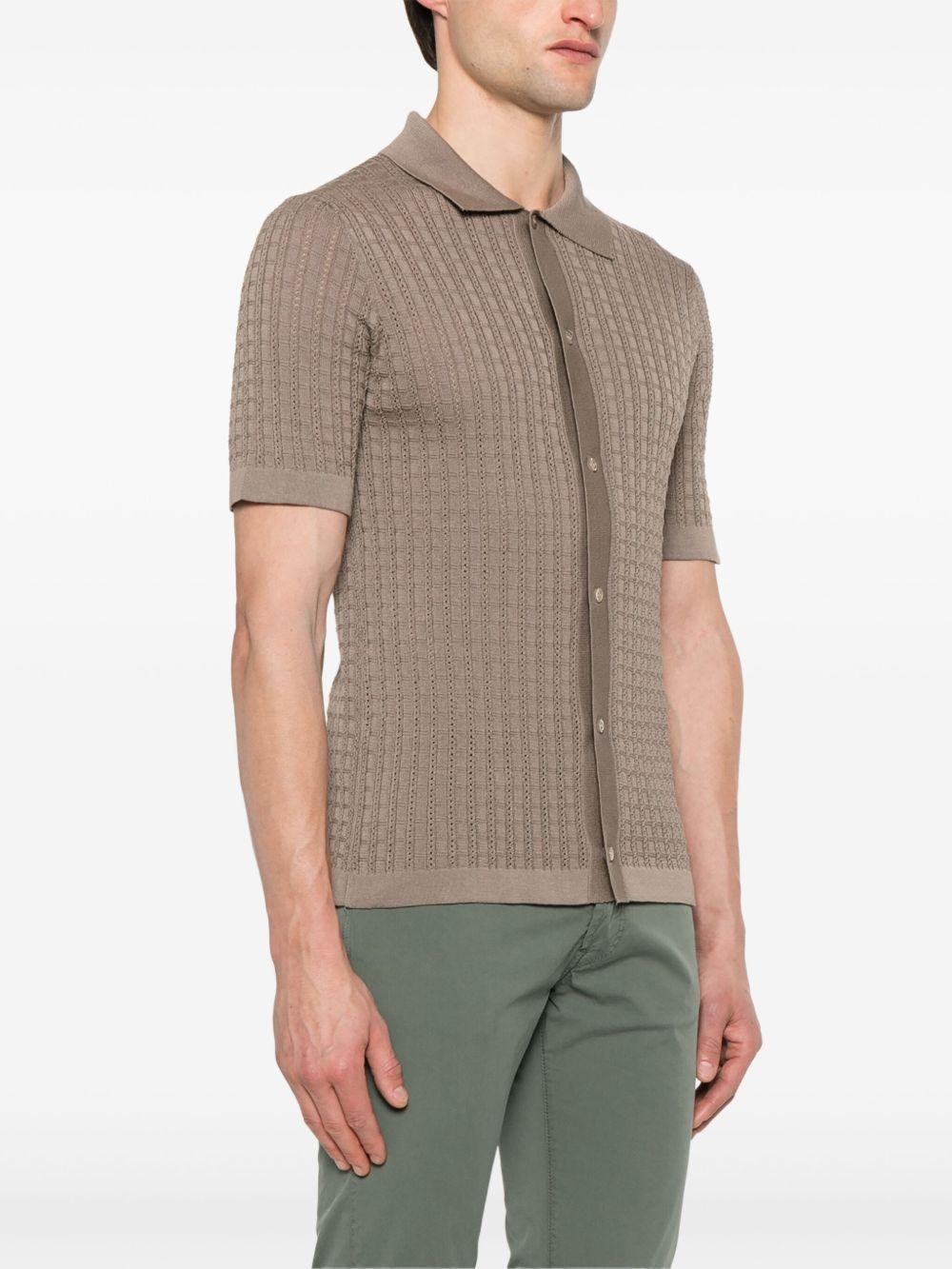 Camicia Oliver taupe in maglia traforata
