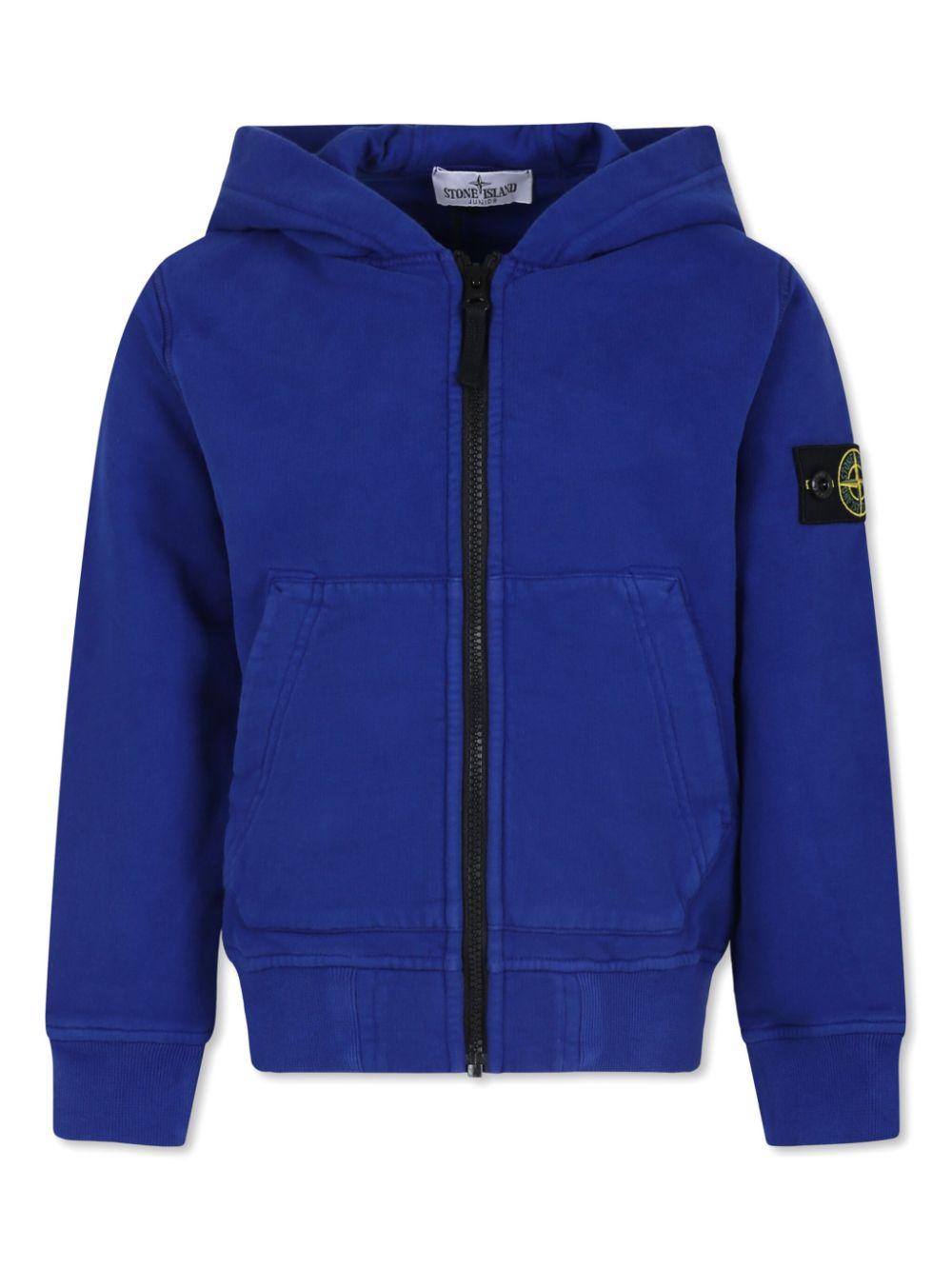 Felpa blu con zip e logo compass