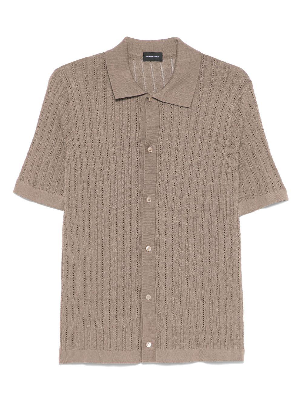 Camicia Oliver taupe in maglia traforata