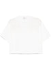 T-shirt bianca con ricami semitrasparenti e logo
