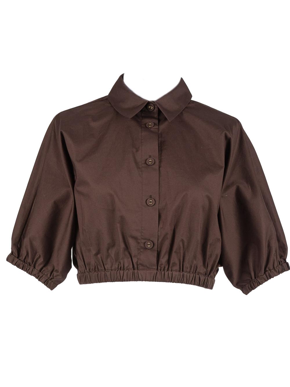 Camicia crop caffè