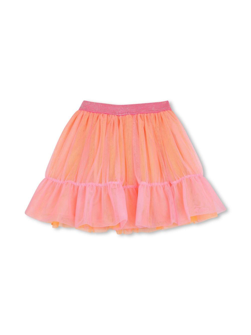 Gonna arancio in tulle con fiori applicati