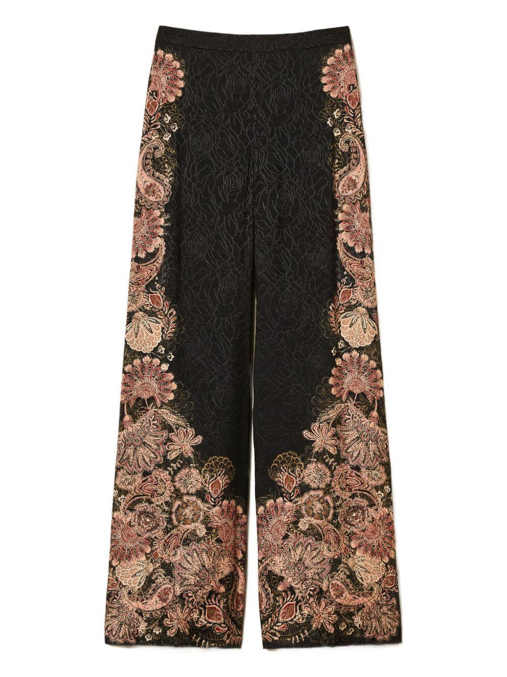 Pantaloni Neri con Stampa Paisley 252TP2041 12742 TWINSET 