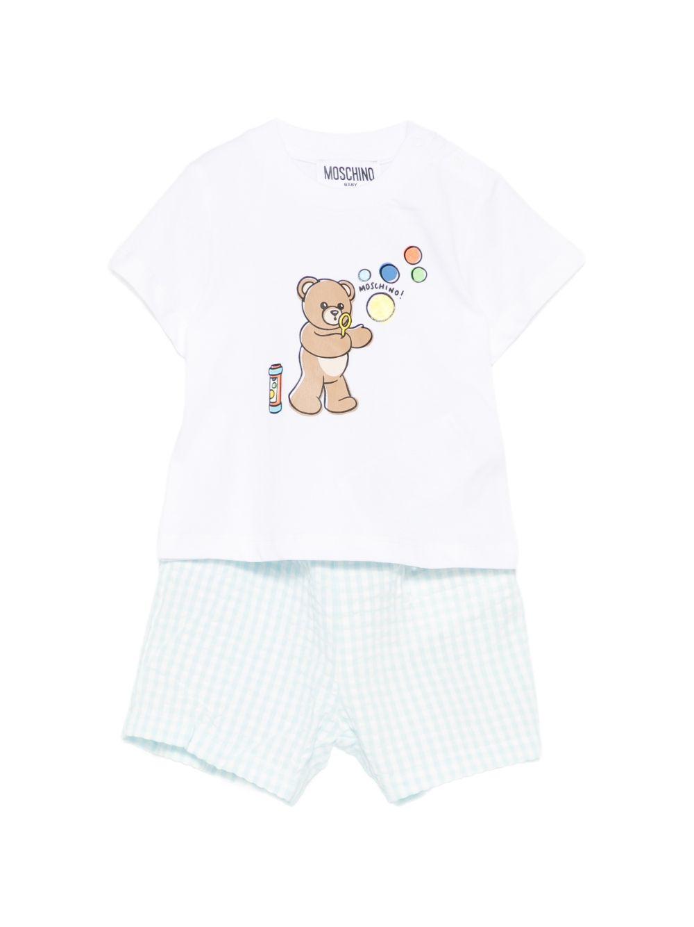 Completino in cotone con stampa orsetto MUG01SLZE10# 83675 MOSCHINO KIDS 