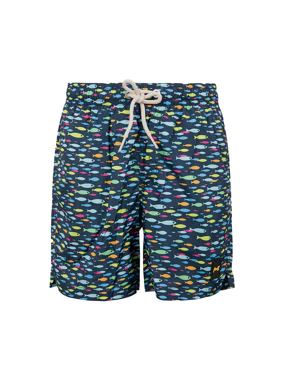 Costume boxer blu con fantasia pesciolino multicolor neonato