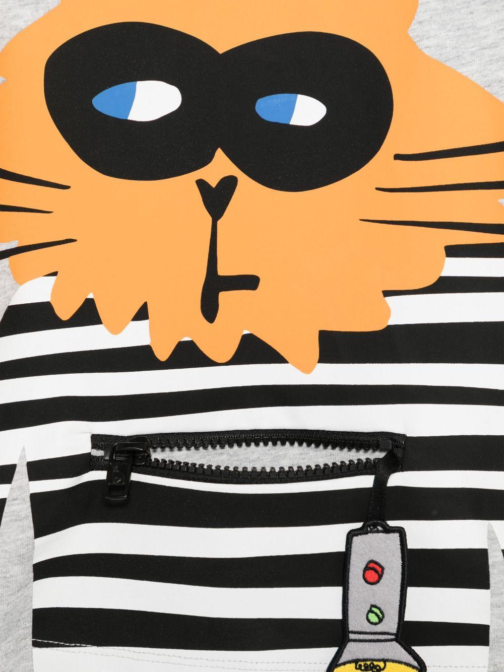 T-shirt grigia stampa gatto ladro