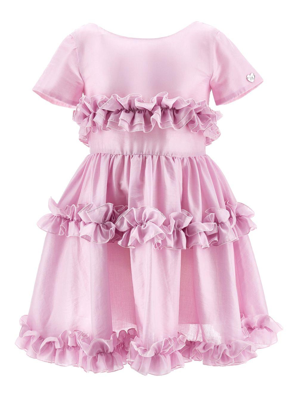 Abito con balze e maniche corte 17G9047105 0090 MONNALISA KIDS 