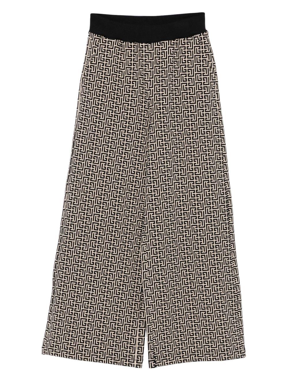 Pantaloni Beige e Neri con Monogramma BX6A00Z2411 106NE BALMAIN KIDS 