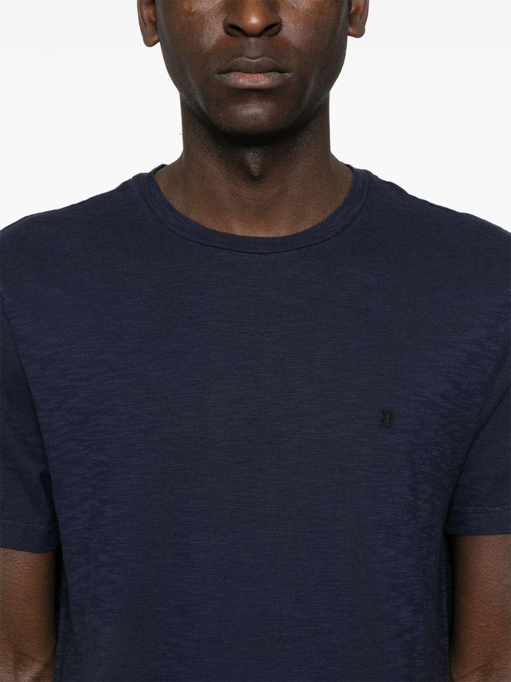 T-shirt blu mini logo ricamo US198JF0195UZL4 890 DONDUP 