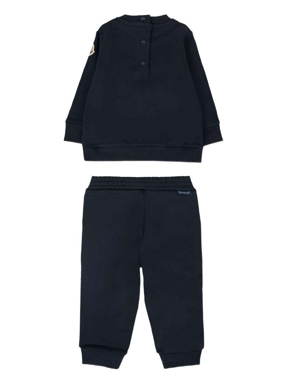 Tuta Sportiva Blu Navy in Cotone Elasticizzato K29518M0000889AM3 778 MONCLER KIDS 