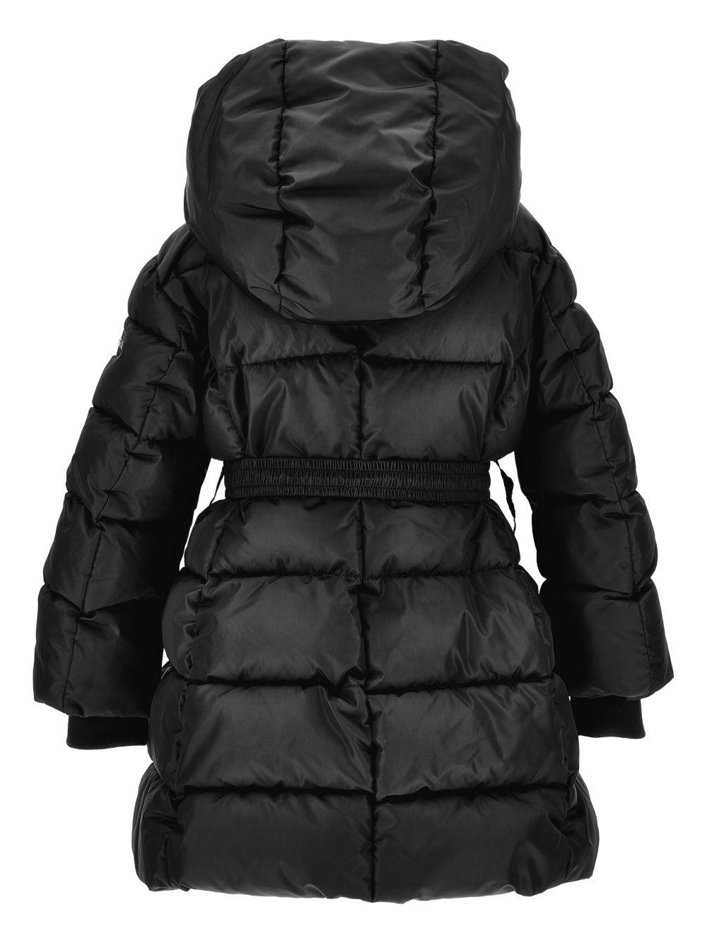 Piumino Lungo Nero con Cintura 17F1016020 0050 MONNALISA KIDS 