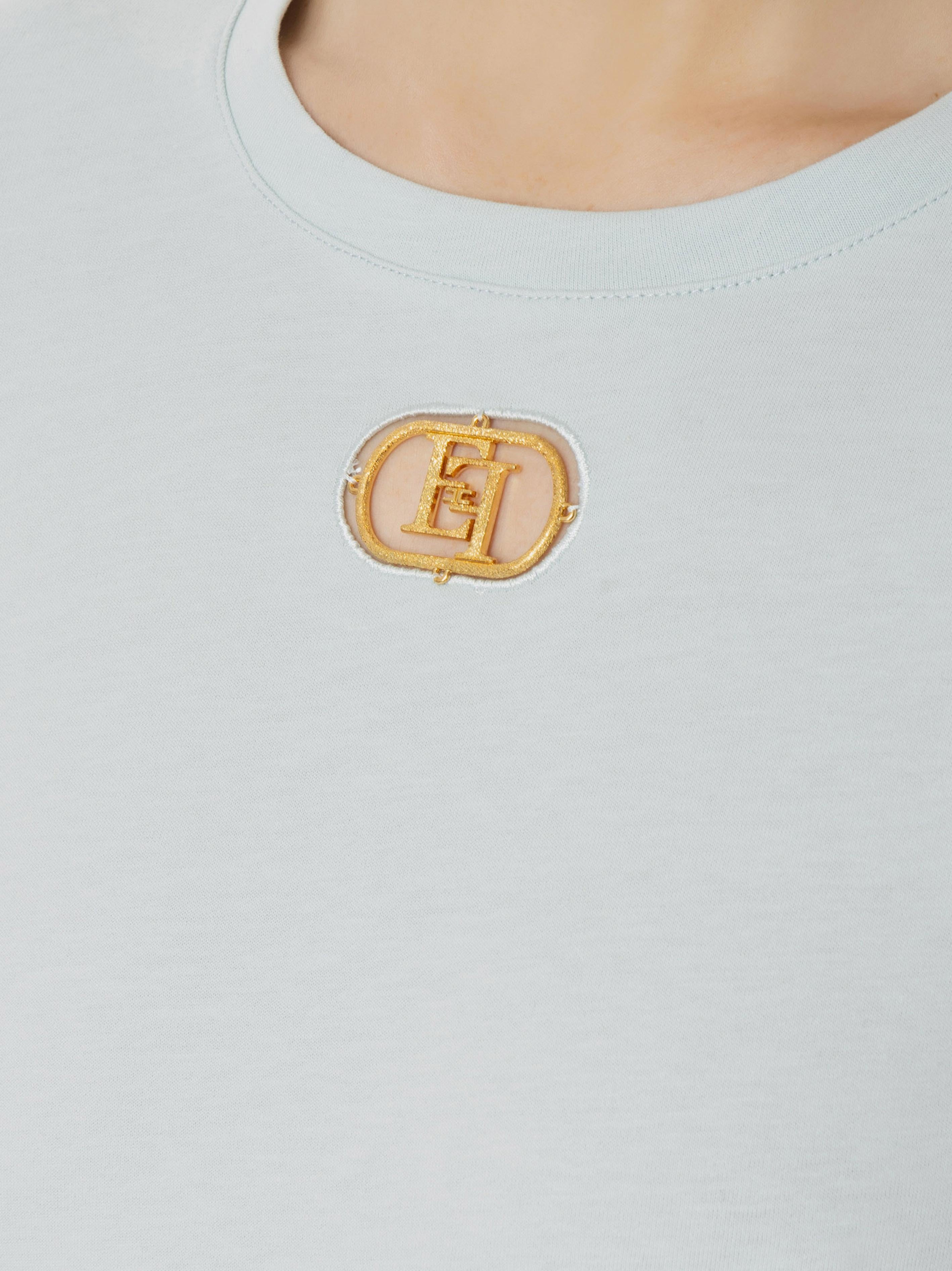T-shirt acqua cut-out logato MA52N41E2 BV9 ELISABETTA FRANCHI 