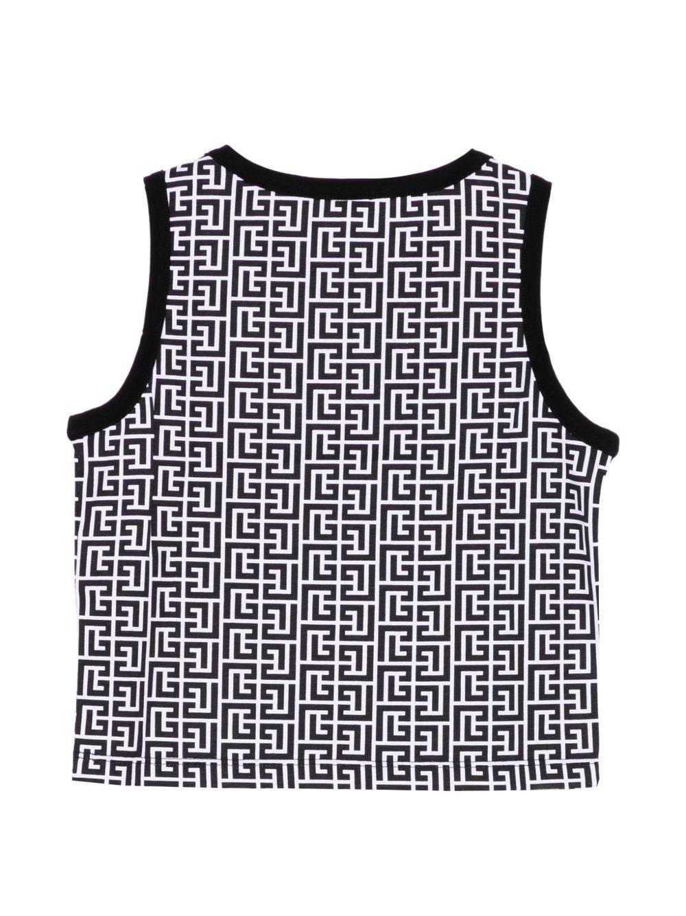 Canotta con stampa geometrica BY8B02Z3686 100NE BALMAIN KIDS 