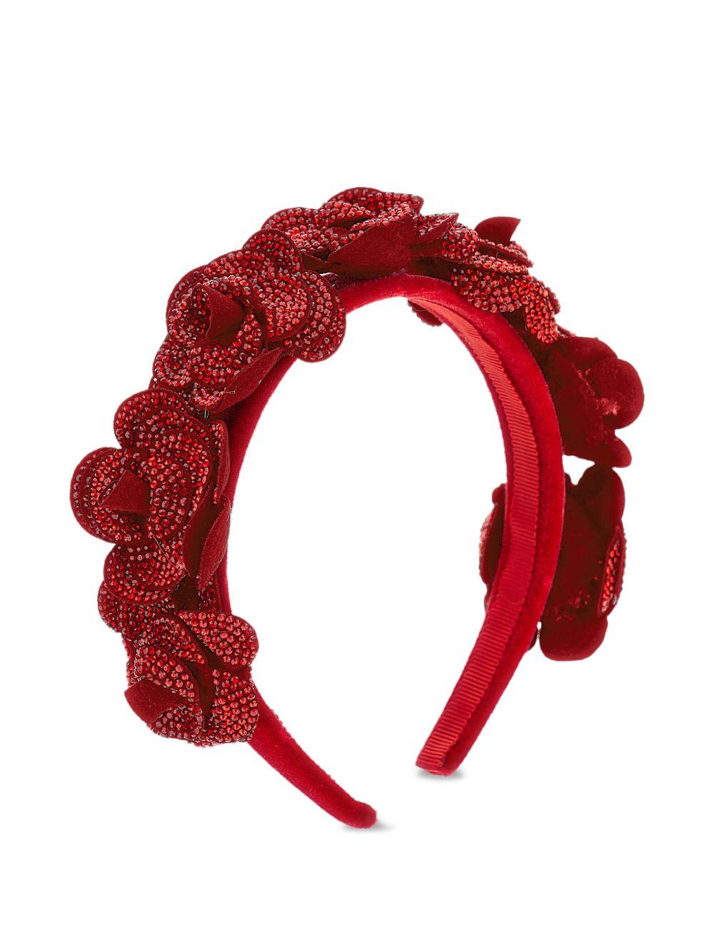 Cerchietto Rosso Monnalisa: Strass e Fiori
