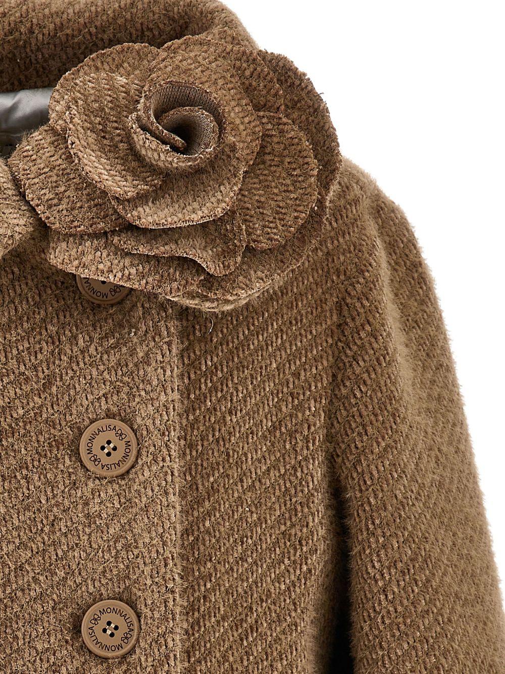 Cappotto Marrone con Dettaglio Rosa 17F1096314 0009 MONNALISA KIDS 