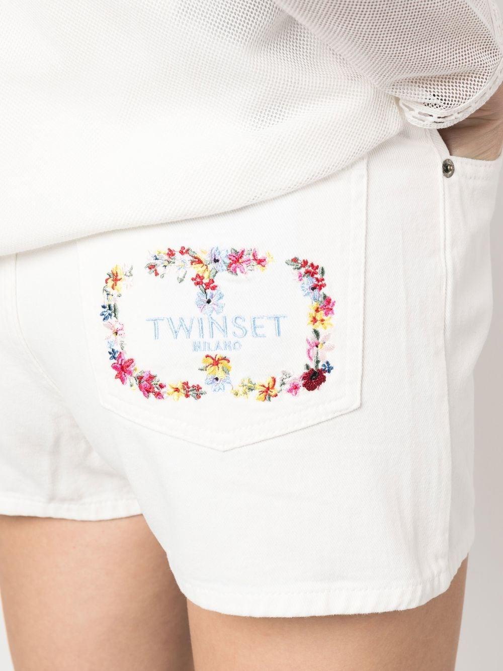 Short bianco ricamo logo floreale