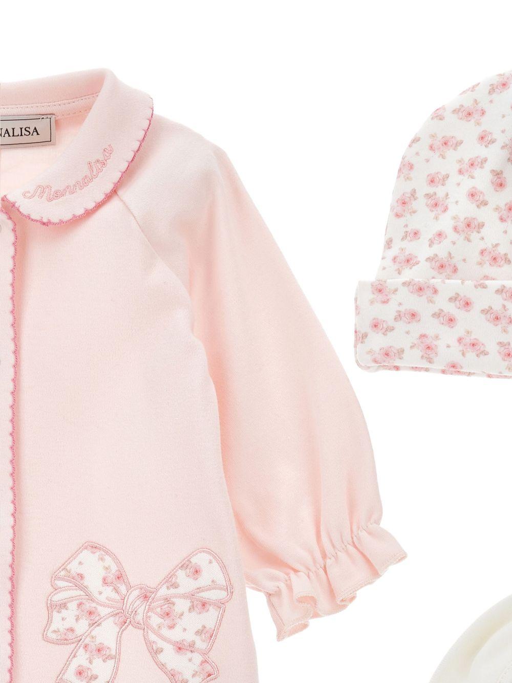 Set di Tre Pezzi con Ricamo e Stampa Floreale 35F5016000 091C MONNALISA KIDS 