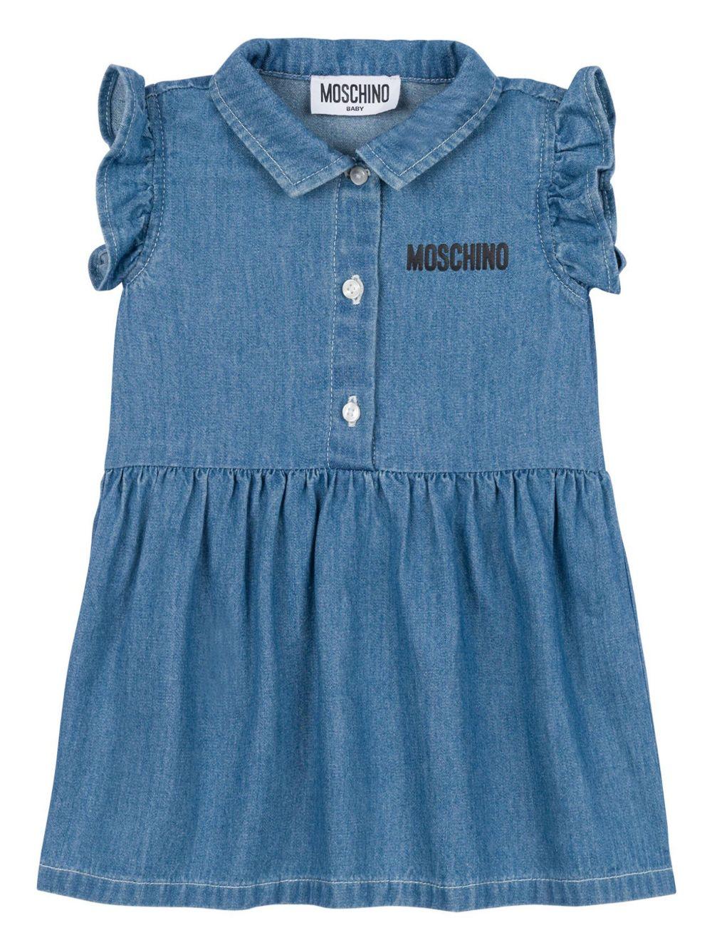 Abito denim stampa teddy sul retro neonata