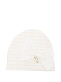 Cappello in cotone a righe con fiocco