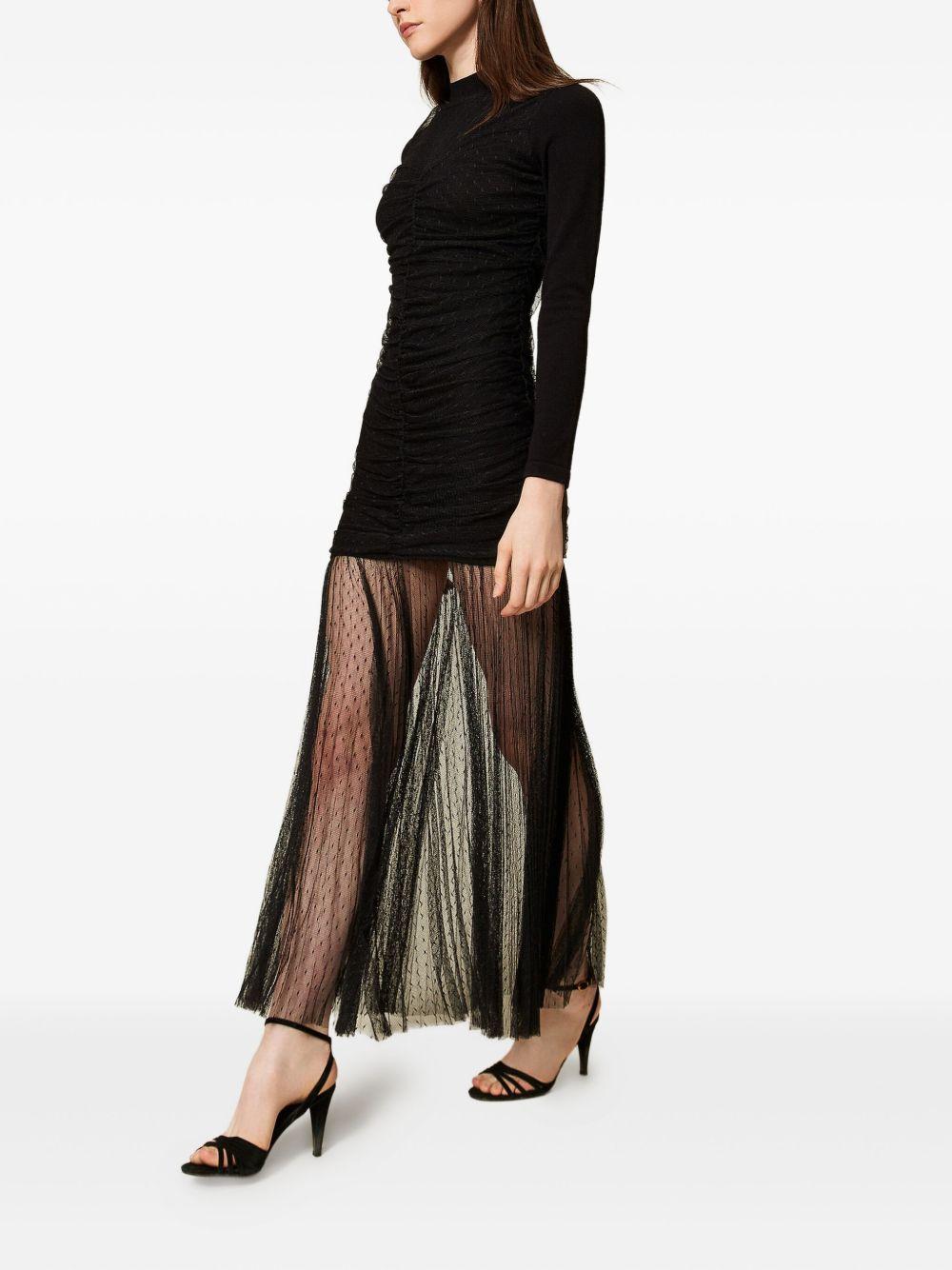 Abito Nero Plissettato con Tulle 252TT3262 00006 TWINSET 