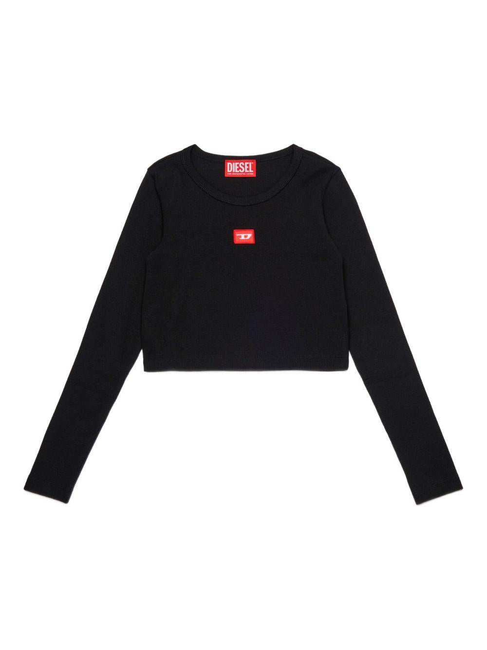 T-shirt a Maniche Lunghe con Applicazione Logo J02452KYAZY K900 DIESEL KIDS 