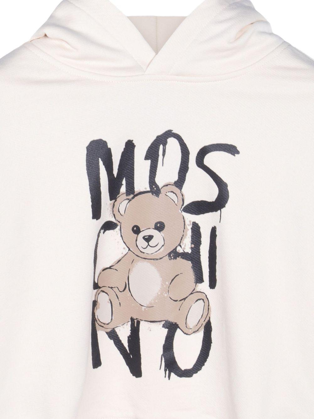 Felpa con Cappuccio con Stampa Orsetto HUF098LCA77 10123 MOSCHINO KIDS 