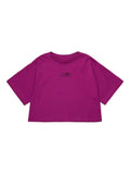 Cyclamen T-shirt with numerical logo and single stitching