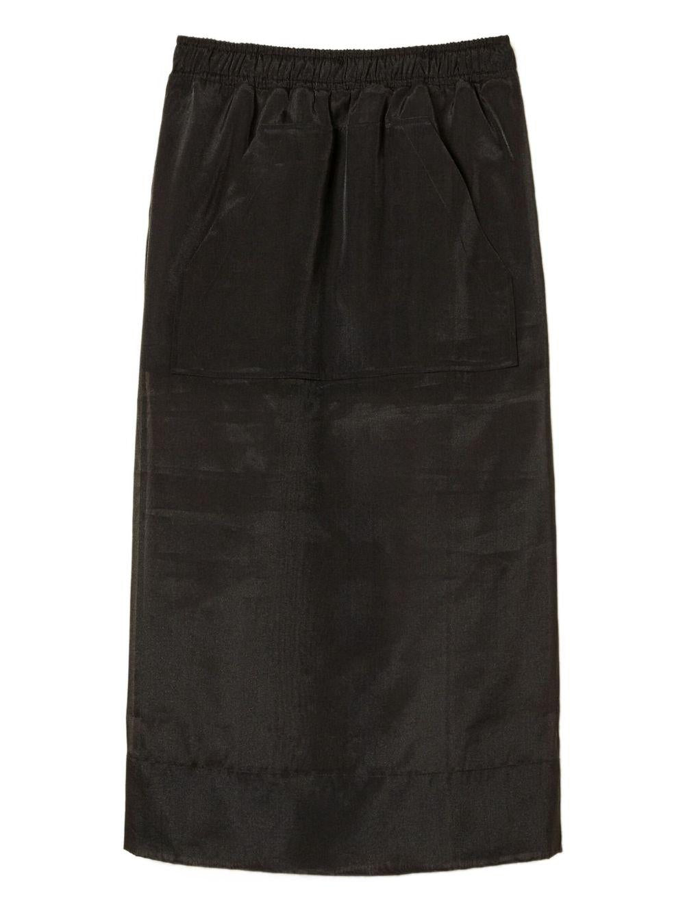 Gonna midi nero con vita elasticizzata e inserti in organza 252TP2212 00006 TWINSET 