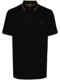 Polo passertip nera logo ricamo