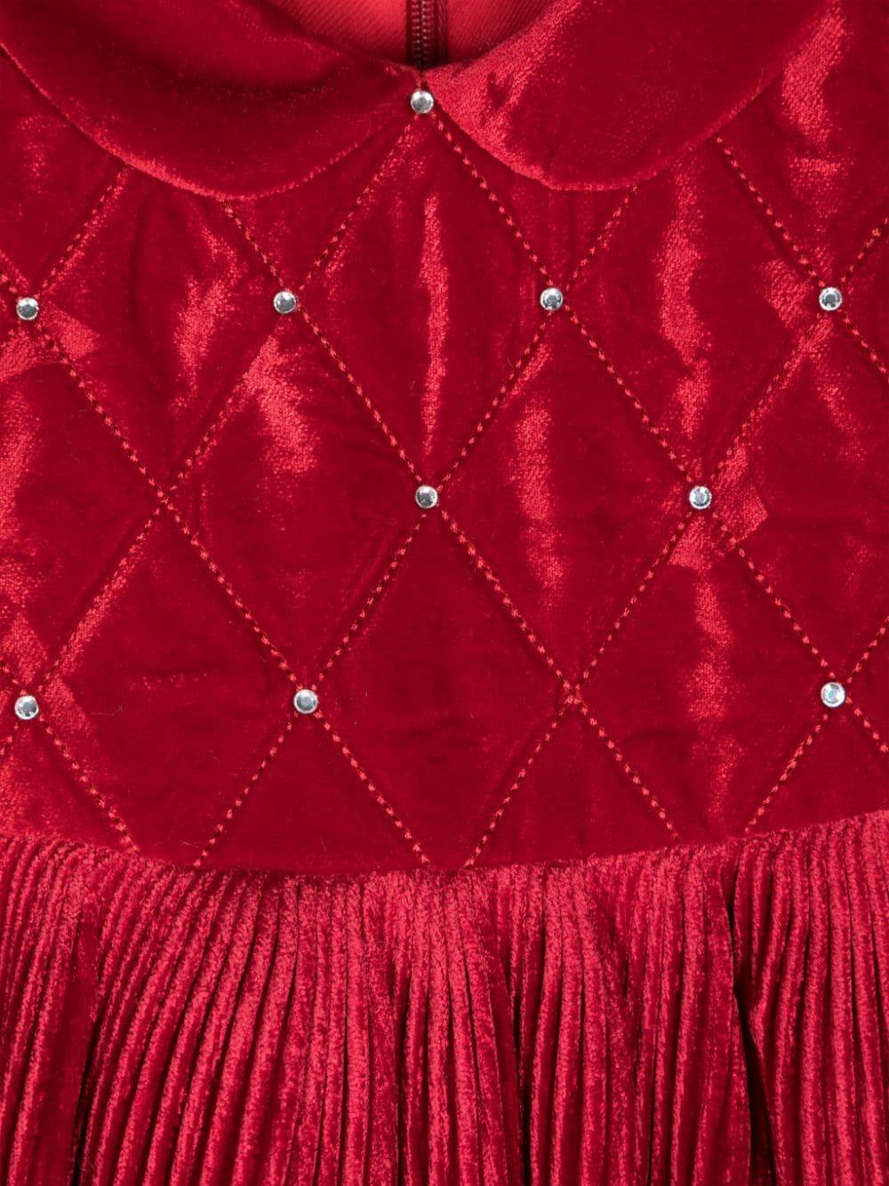 Abito rosso plissè effetto velluto 73D9014803 0043 MONNALISA KIDS 