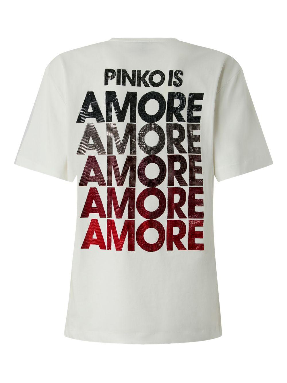 T-shirt in cotone con cuore 105526A33I ZR2 PINKO 