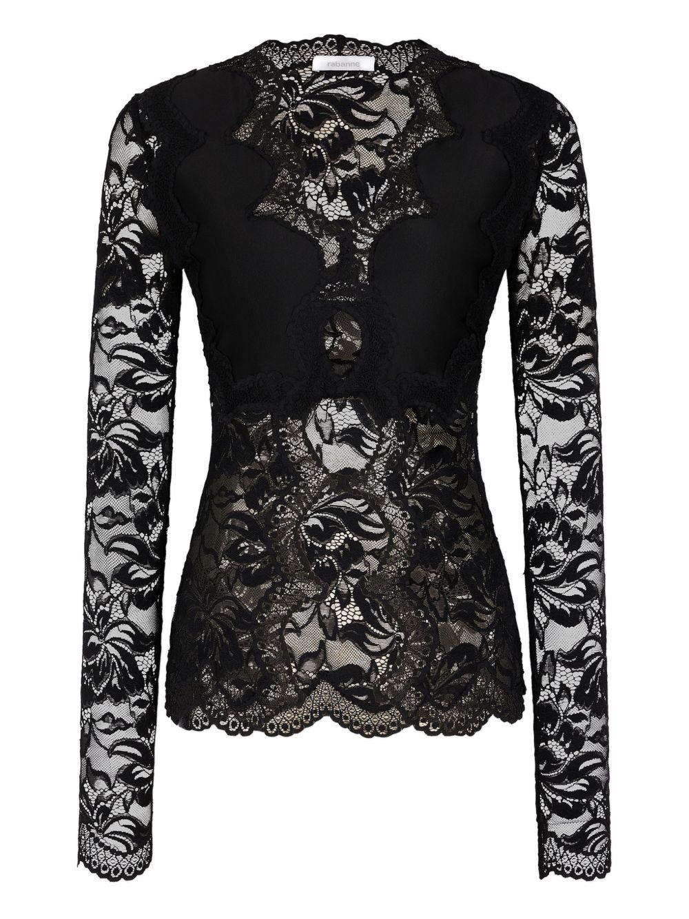Blusa in pizzo scollo a V 26PJTO173PA0170 P001 RABANNE 
