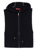 Giacca blu notte in maglia a coste con cappuccio