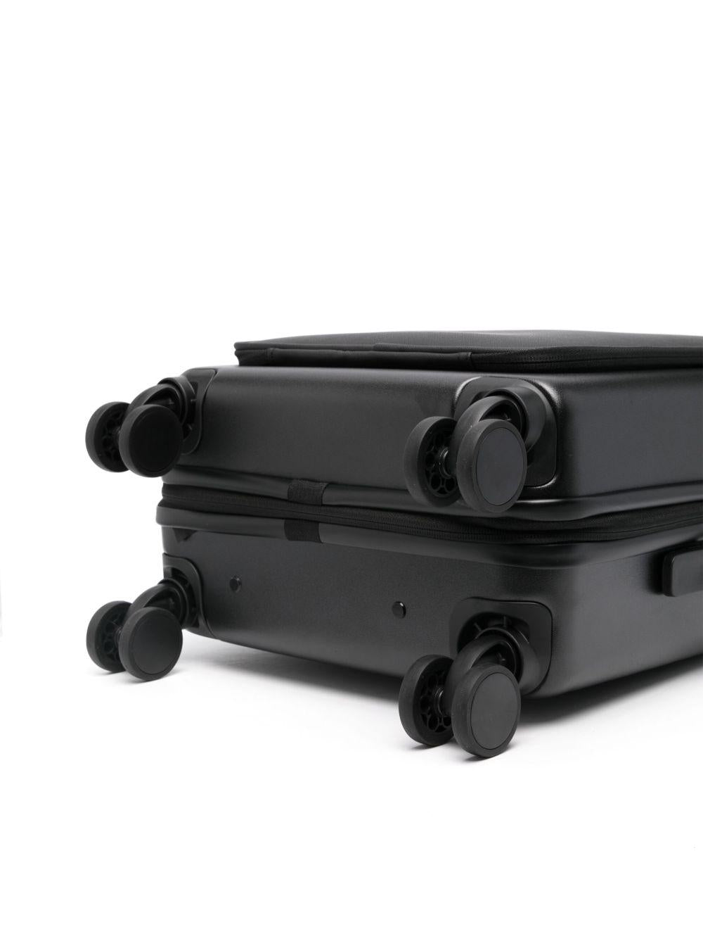 Trolley nero con logo-plaque, quattro ruote e serratura a combinazione Y4Q367Y138E 81072 EMPORIO ARMANI 