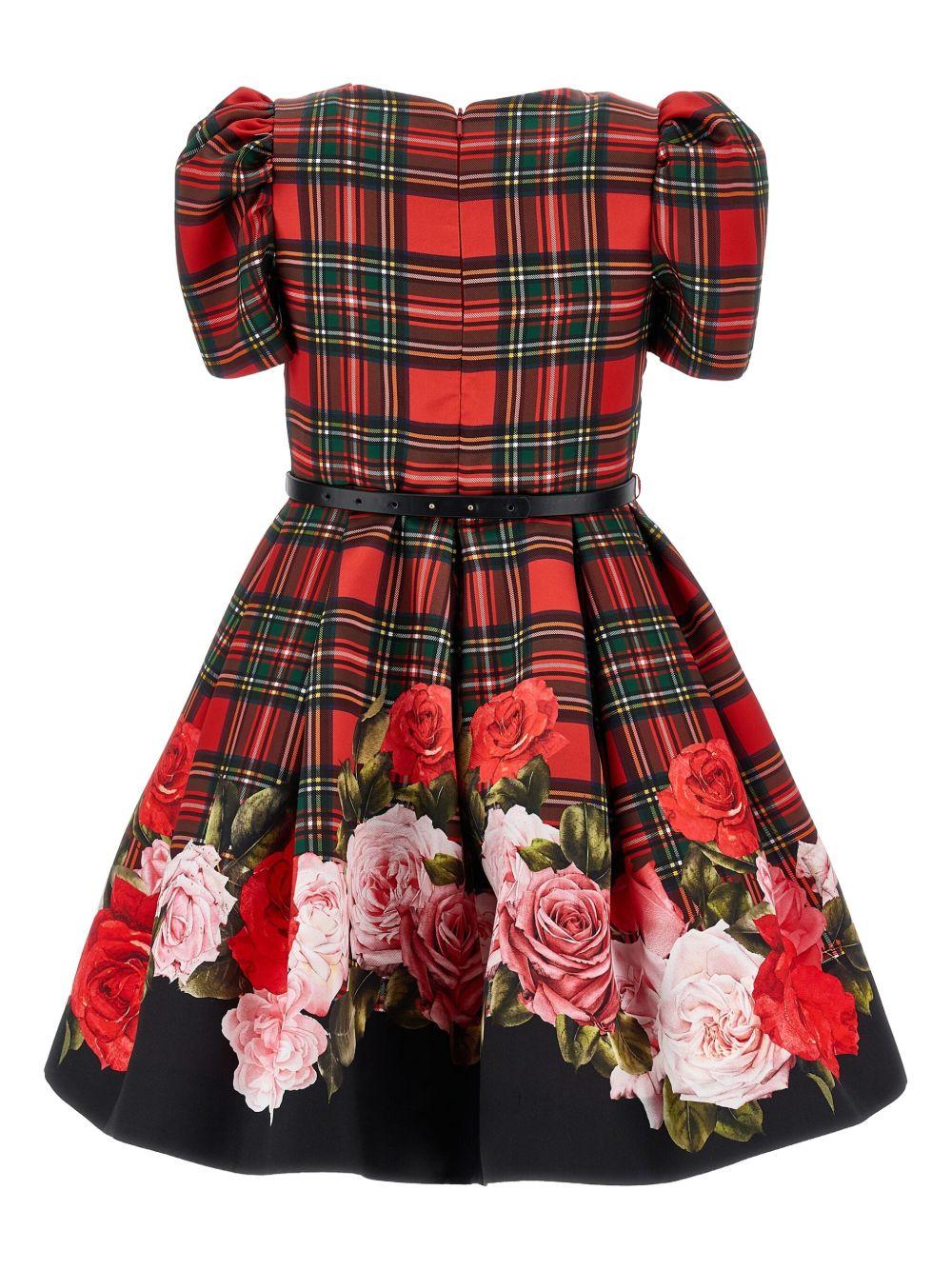 Abito Rosso con Gonna Plissettata 71F9006657 4350 MONNALISA KIDS 