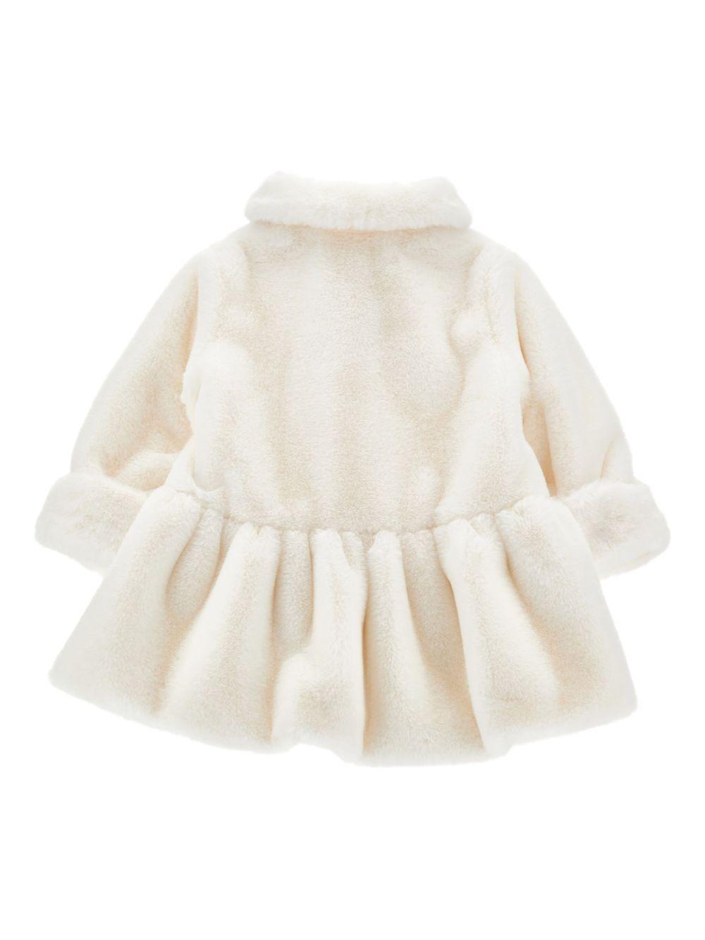 Giacca panna in pelliccia sintetica con colletto nodo 73F1006033 0001 MONNALISA KIDS 
