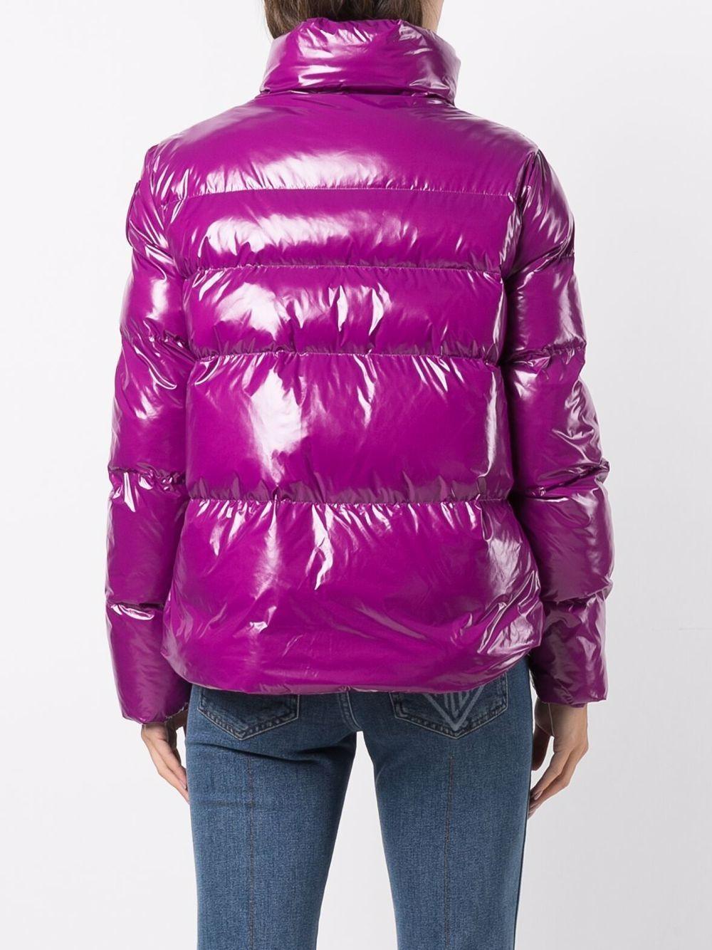 Giubbino fucsia in pelle verniciata