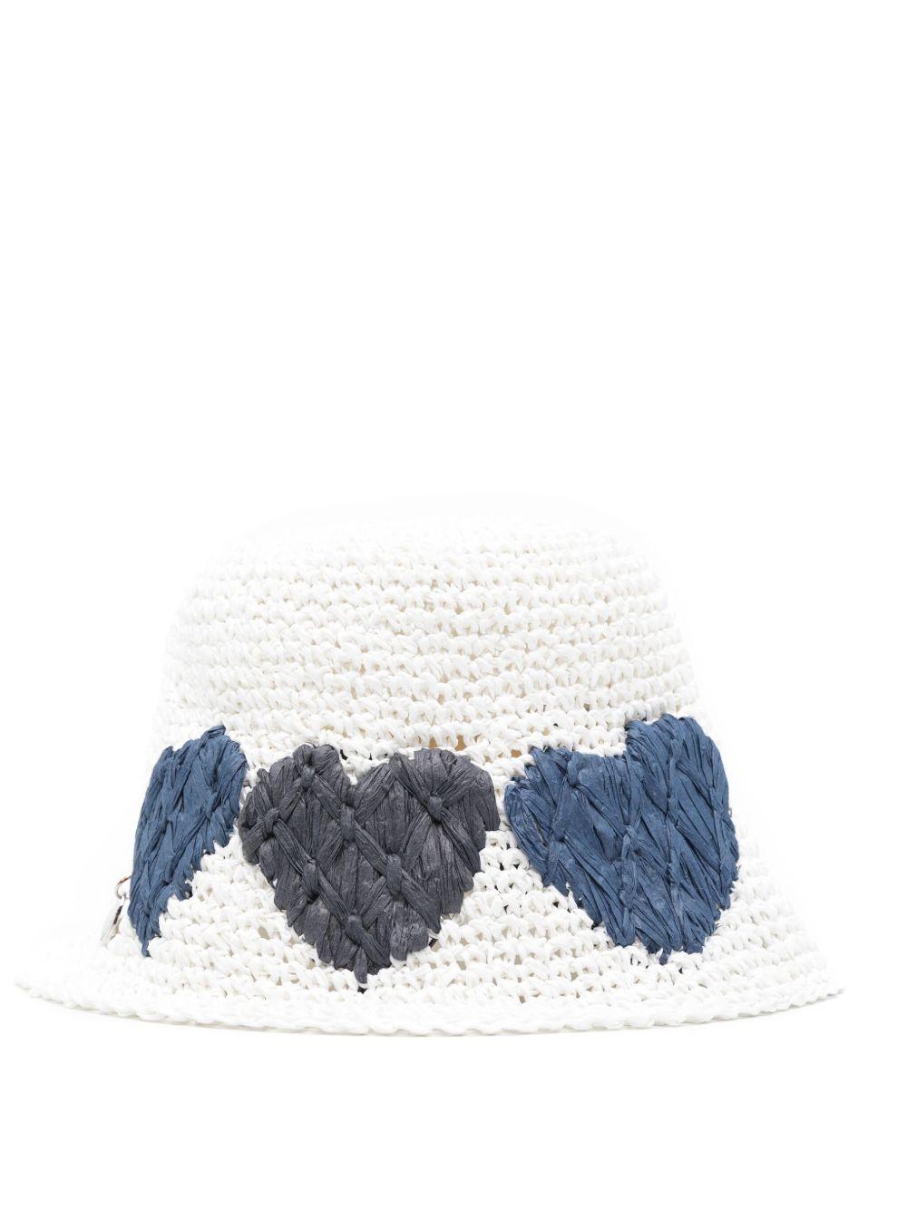 Cappello paglia a cuori