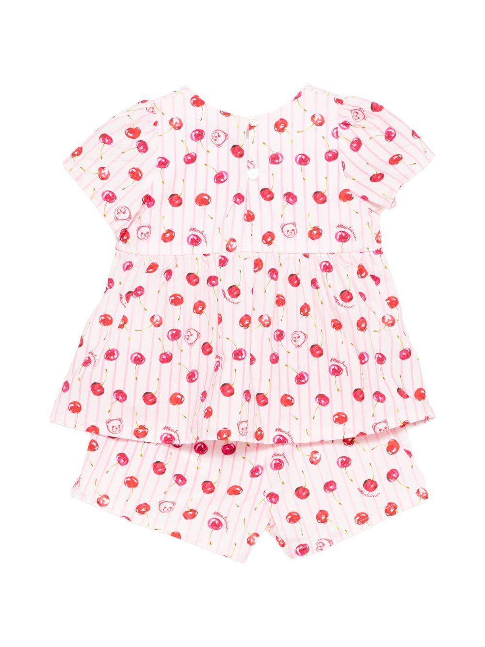 Completo pigiama con stampa ciliegie MDG01PLLB66 83658 MOSCHINO KIDS 
