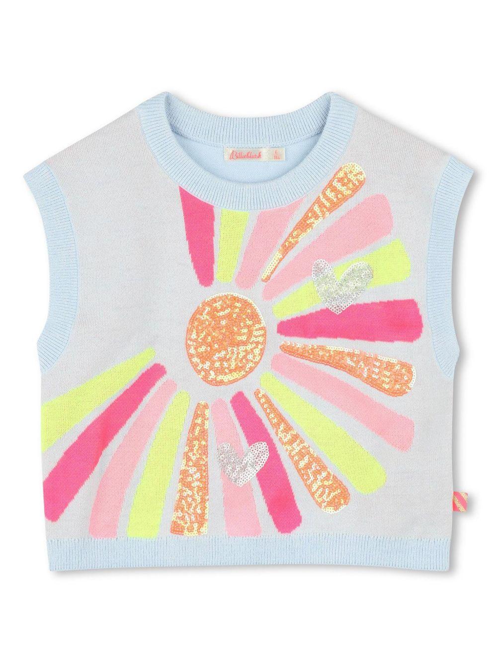 Top multicolor lurex con stampa