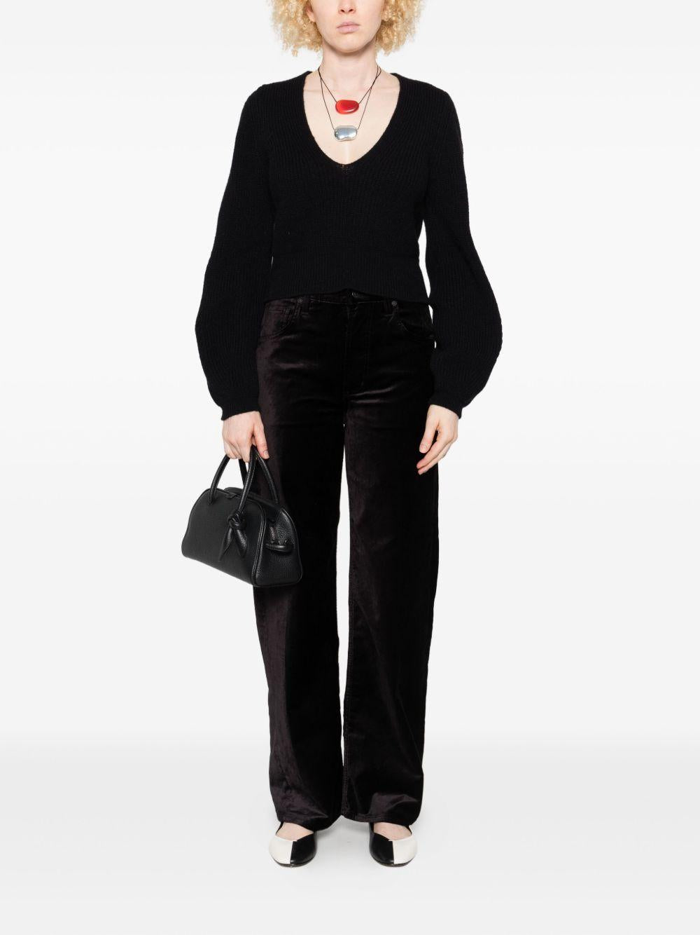Maglione Nero a Coste con Scollo a V 252TT3062 00006 TWINSET 